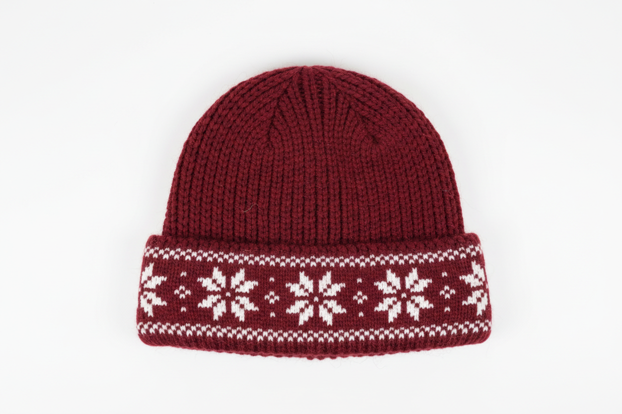 Burgundy Michelle Knitted White Stitch Beanie