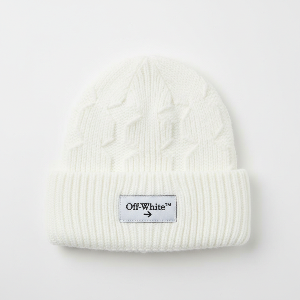 Off White Michelle Knitted White Stitch Beanie