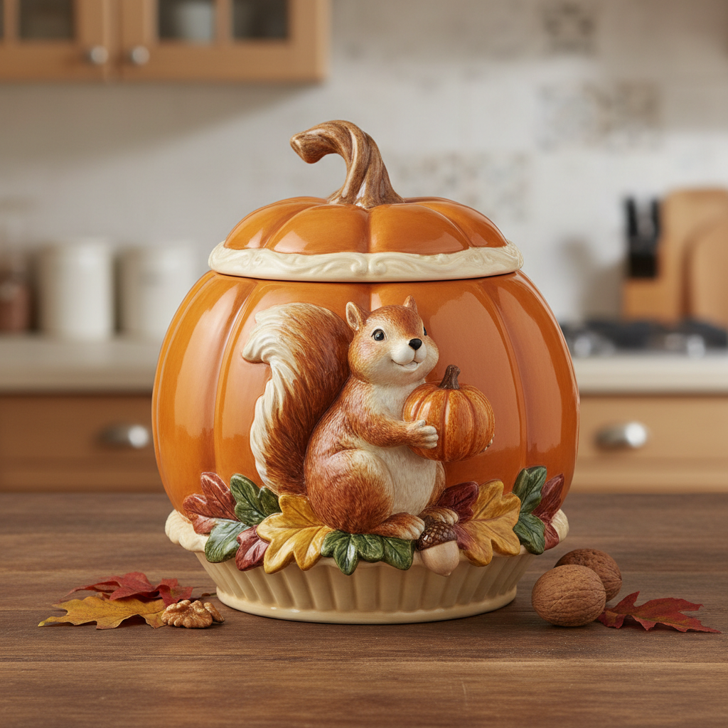 Squirrel & Pumpkin Cookie Jar