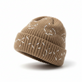 Taupe Michelle Knitted White Stitch Beanie